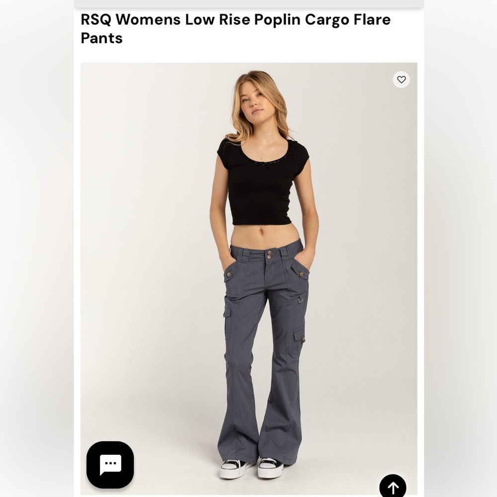 RSQ Women’s Low Rise Poplin Cargo Flare Pants
